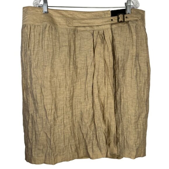 Lane Bryant NEW Wrap Skirt Linen Blend Career Lined Gold Crinkle Midi Size 20 - Picture 1 of 8